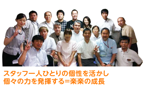 スタッフ一人ひとりの個性を活かし
個々の力を発揮する＝楽楽の成長